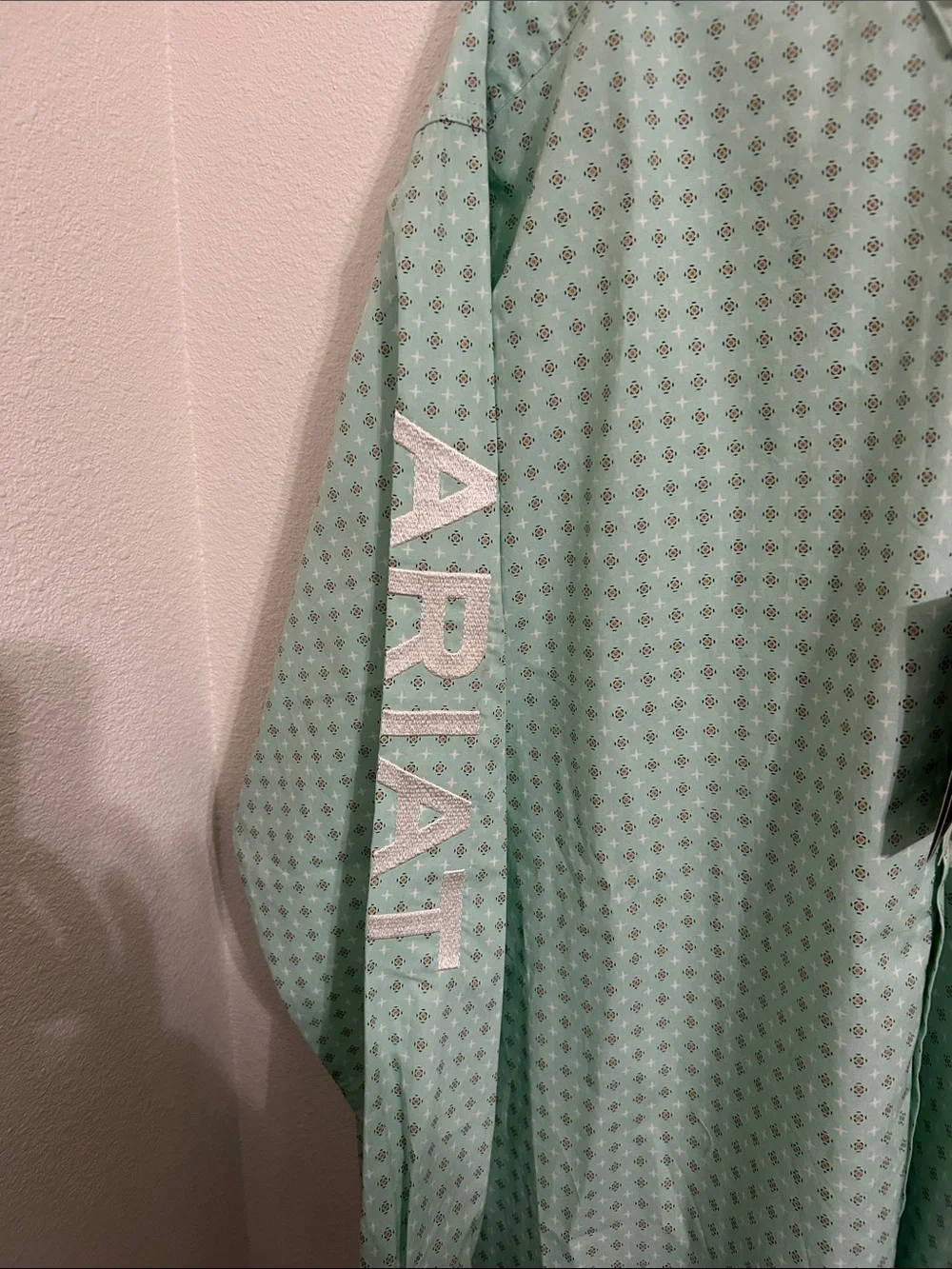 Ariat Mens Team Logo Twill LS Shirt Light Green Classic Fit XXL New - Picture 3 of 5